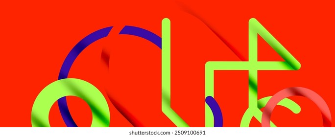 Abstract background. Circles and colorful round shape lines. Linear geometric minimal design