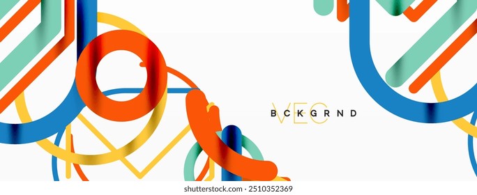 Abstract background. Circles and colorful round shape lines. Linear geometric minimal design