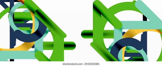 Resumo. Círculos e linhas coloridas em forma redonda. Design mínimo geométrico linear