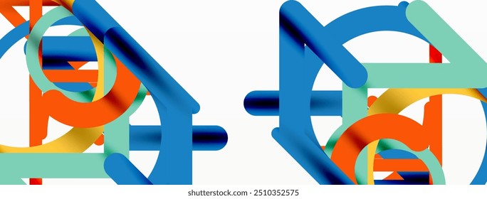 Abstract background. Circles and colorful round shape lines. Linear geometric minimal design