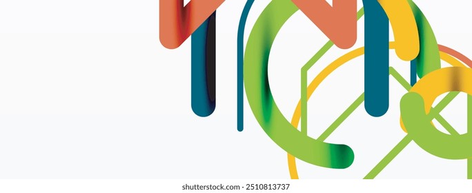 Abstract background. Circles and colorful round shape lines. Linear geometric minimal design