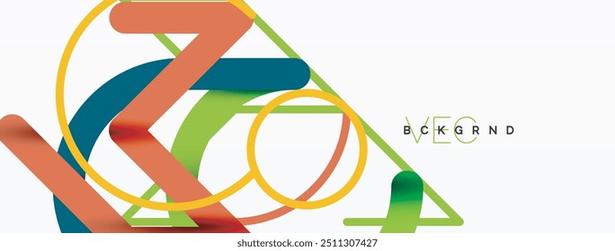 Antecedentes Abstractas. Círculos y líneas de forma redonda coloridas. Diseño minimalista geométrico lineal