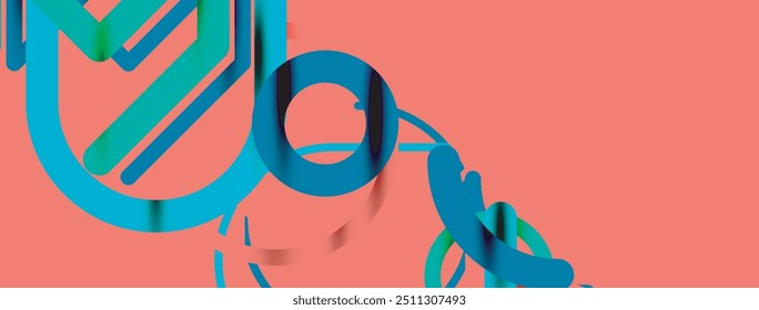 Abstract background. Circles and colorful round shape lines. Linear geometric minimal design