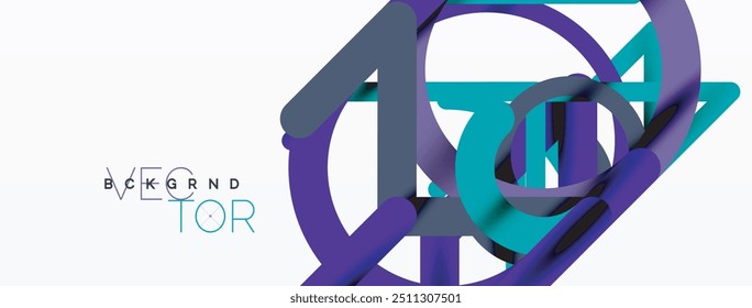 Abstract background. Circles and colorful round shape lines. Linear geometric minimal design