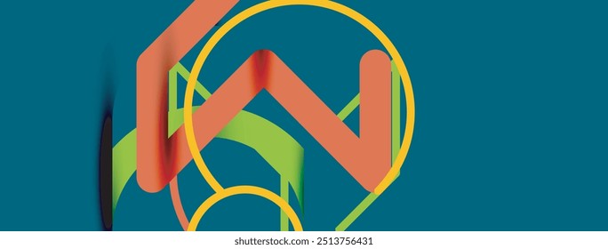 Abstract background. Circles and colorful round shape lines. Linear geometric minimal design