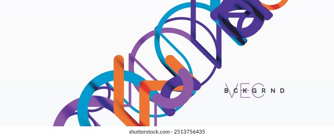 Abstract background. Circles and colorful round shape lines. Linear geometric minimal design