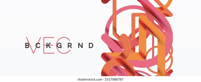 Abstract background. Circles and colorful round shape lines. Linear geometric minimal design