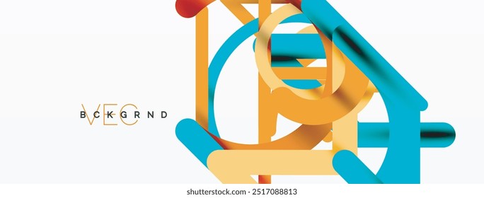 Abstract background. Circles and colorful round shape lines. Linear geometric minimal design