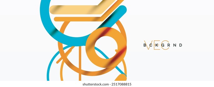 Antecedentes Abstractas. Círculos y líneas de forma redonda coloridas. Diseño minimalista geométrico lineal