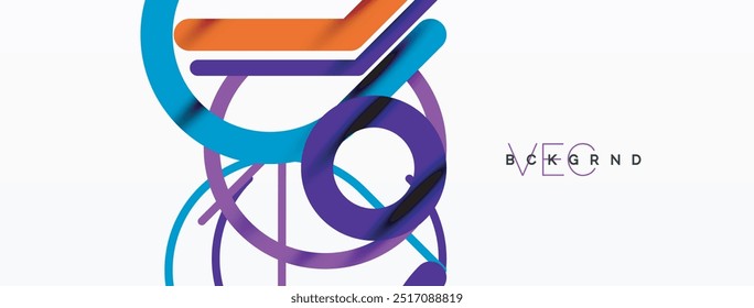 Abstract background. Circles and colorful round shape lines. Linear geometric minimal design