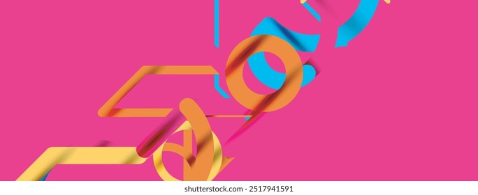 Abstract background. Circles and colorful round shape lines. Linear geometric minimal design