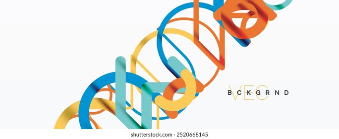 Abstract background. Circles and colorful round shape lines. Linear geometric minimal design