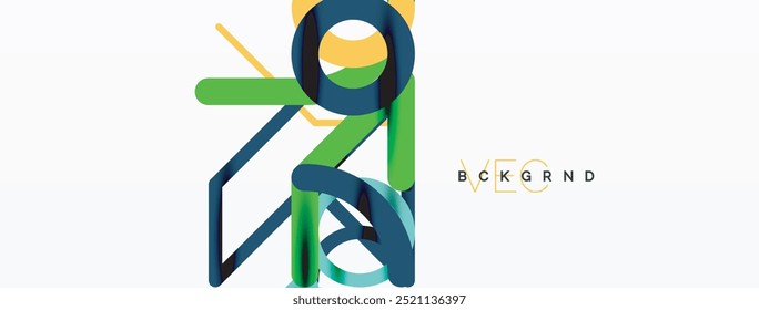 Abstract background. Circles and colorful round shape lines. Linear geometric minimal design