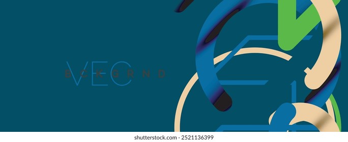 Abstract background. Circles and colorful round shape lines. Linear geometric minimal design