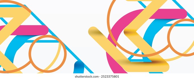 Resumo. Círculos e linhas coloridas em forma redonda. Design mínimo geométrico linear