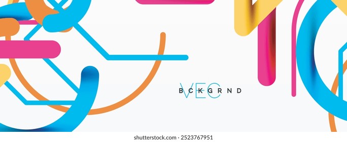 Antecedentes Abstractas. Círculos y líneas de forma redonda coloridas. Diseño minimalista geométrico lineal