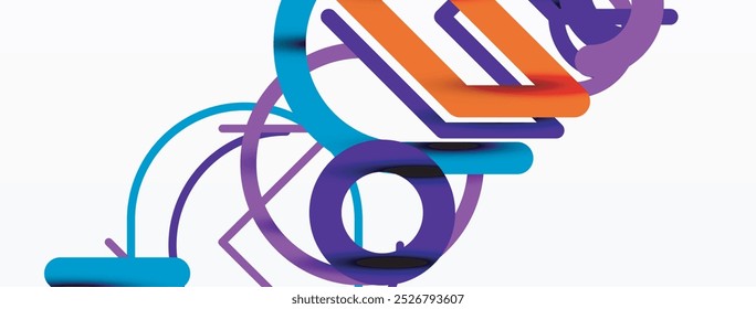 Antecedentes Abstractas. Círculos y líneas de forma redonda coloridas. Diseño minimalista geométrico lineal