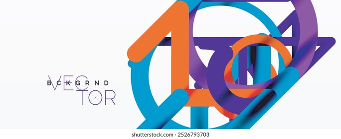 Abstract background. Circles and colorful round shape lines. Linear geometric minimal design