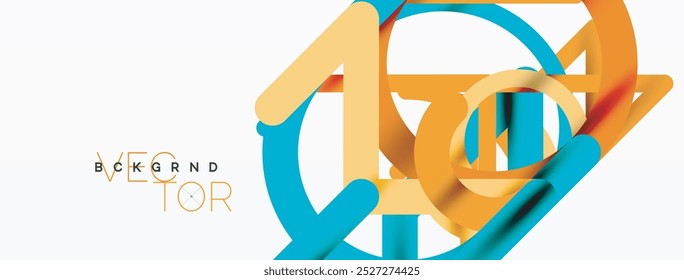 Abstract background. Circles and colorful round shape lines. Linear geometric minimal design