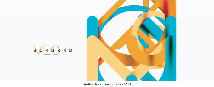 Abstract background. Circles and colorful round shape lines. Linear geometric minimal design