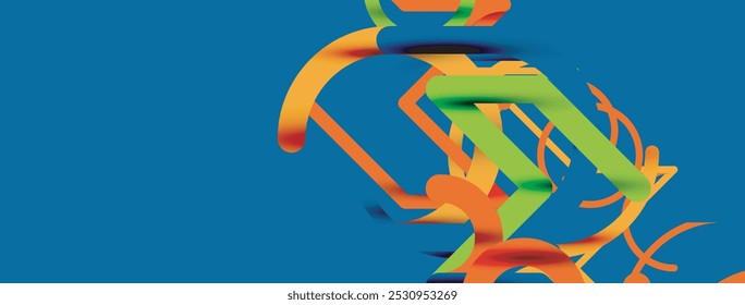 Abstract background. Circles and colorful round shape lines. Linear geometric minimal design