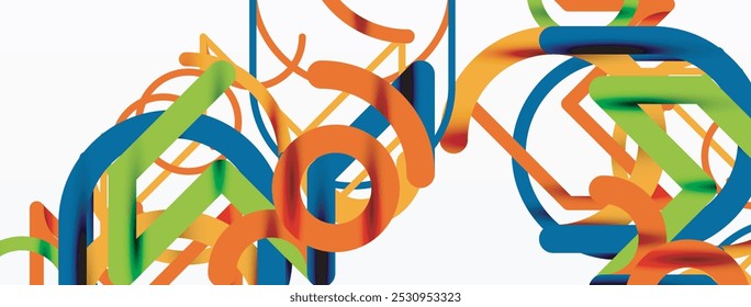Abstract background. Circles and colorful round shape lines. Linear geometric minimal design