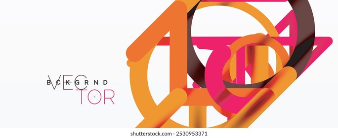 Abstract background. Circles and colorful round shape lines. Linear geometric minimal design