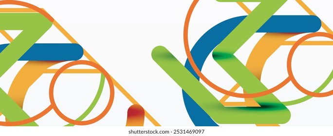 Antecedentes Abstractas. Círculos y líneas de forma redonda coloridas. Diseño minimalista geométrico lineal