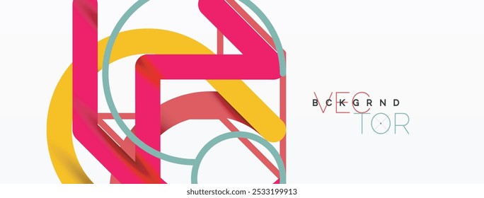 Antecedentes Abstractas. Círculos y líneas de forma redonda coloridas. Diseño minimalista geométrico lineal