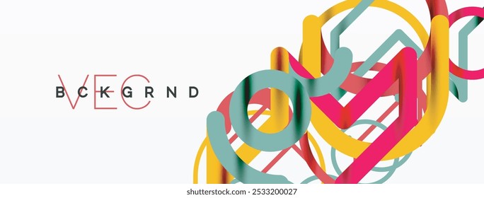Abstract background. Circles and colorful round shape lines. Linear geometric minimal design