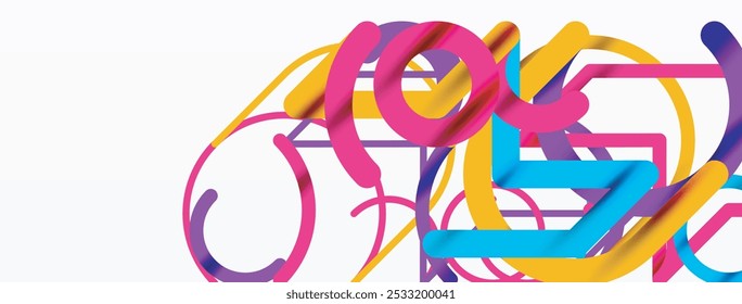 Abstract background. Circles and colorful round shape lines. Linear geometric minimal design