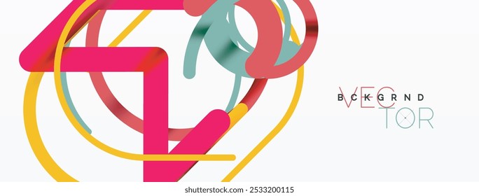 Abstract background. Circles and colorful round shape lines. Linear geometric minimal design