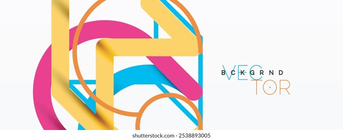 Abstract background. Circles and colorful round shape lines. Linear geometric minimal design