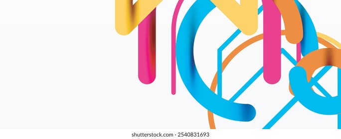 Abstract background. Circles and colorful round shape lines. Linear geometric minimal design