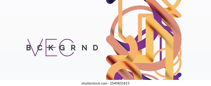 Abstract background. Circles and colorful round shape lines. Linear geometric minimal design