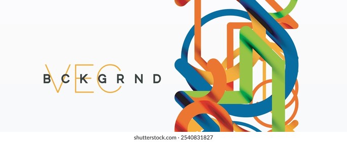 Abstrakter Hintergrund. Kreise und bunte runde Linien. Lineares geometrisches Minimaldesign