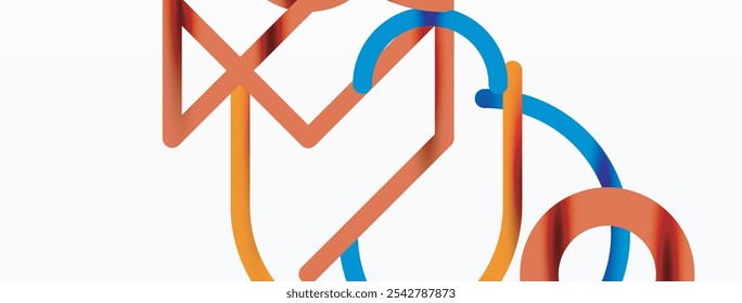 Abstract background. Circles and colorful round shape lines. Linear geometric minimal design