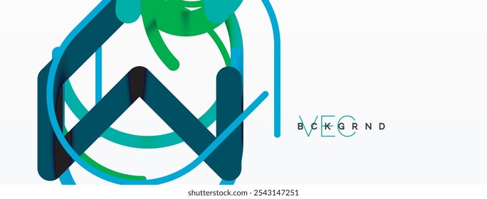 Abstract background. Circles and colorful round shape lines. Linear geometric minimal design