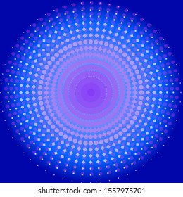Abstract background of circles and diamonds on a blue gradient field