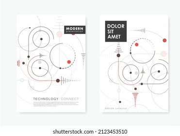 Abstract background with circles and dots. Connect technology vector. Brochure cover template