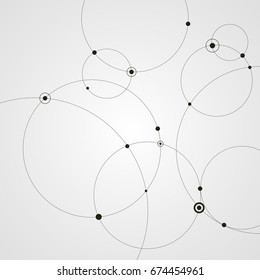 Abstract background with circles and dots. Connection concept. Vector illustration