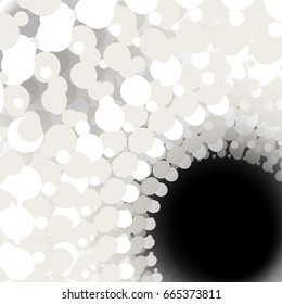 Abstract background of circles in the form of a whirlpool, black hole, in black and white