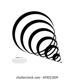 Abstract background of circles in the form of a whirlpool, black hole, in black and white