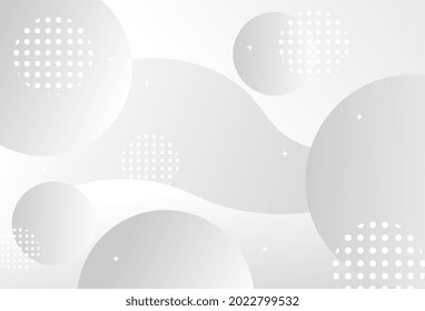 Abstrakter Hintergrund mit Kreisen und Halbtonmustern auf weißem Hintergrund. Graue und weiße Hintergrundvorlage für kreative Verwendung oder Schrift. Flaches Cartoon, Vektorgrafik