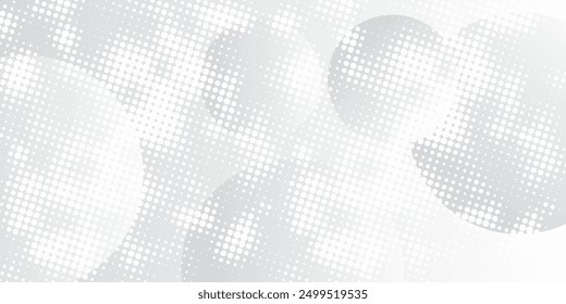 Abstract background with circles and halftone dots pattern. Grey and white backdrop modern vector background grey 
