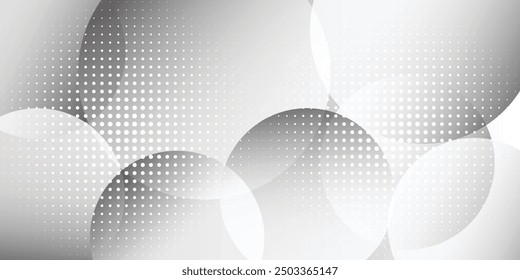 Abstract background with circles and halftone dots pattern. Grey and white backdrop modern vector background grey arts