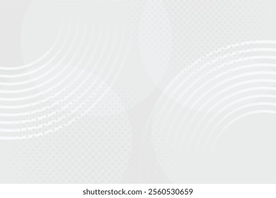 Abstract background with circles and halftone dots pattern. Grey and white backdrop