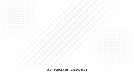 Abstract background with circles and halftone dots pattern. Grey and white backdrop