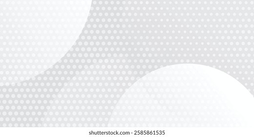 Abstract background with circles and halftone dots pattern. Grey and white modern art background for banner