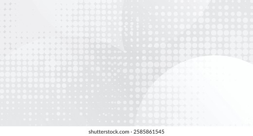 Abstract background with circles and halftone dots pattern. Grey and white modern art background for banner